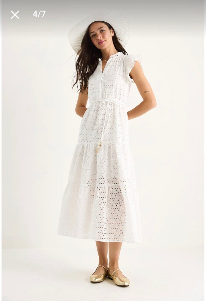Dantel Detaylı Beyaz Bohem Uzun Elbise - Görsel 2