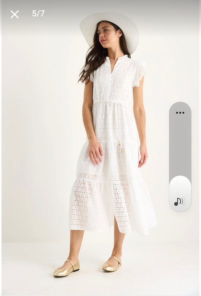 Dantel Detaylı Beyaz Bohem Uzun Elbise - Görsel 3