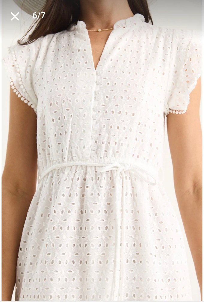 Dantel Detaylı Beyaz Bohem Uzun Elbise - Görsel 4