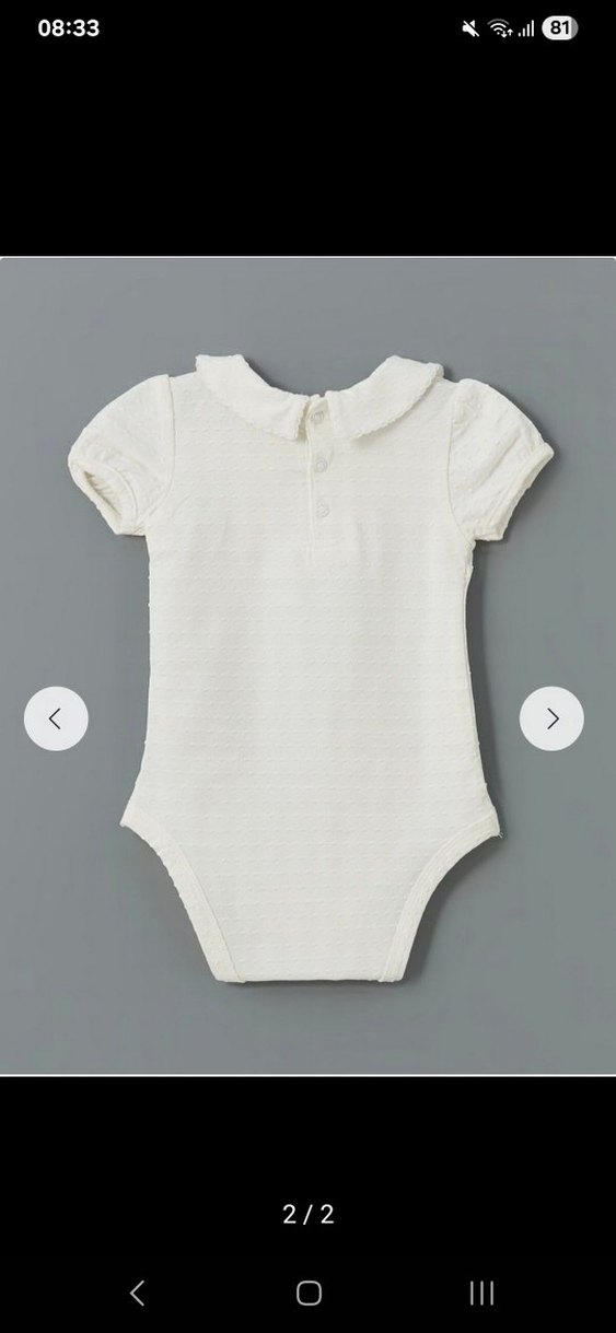 Bebe Yaka Kısa Kollu Çıtçıtlı Body - Görsel 2