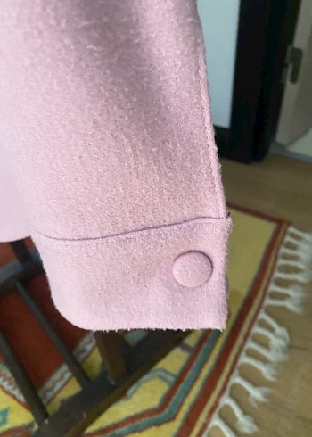 48 Beden pembe Renk NOCTURNE. Pembe Düğmeli Midi Kadın ceket
