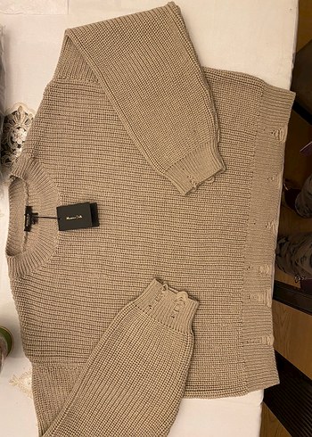 Massimo Dutti krop vizon Örgü Kadın Kazak - Görsel 7