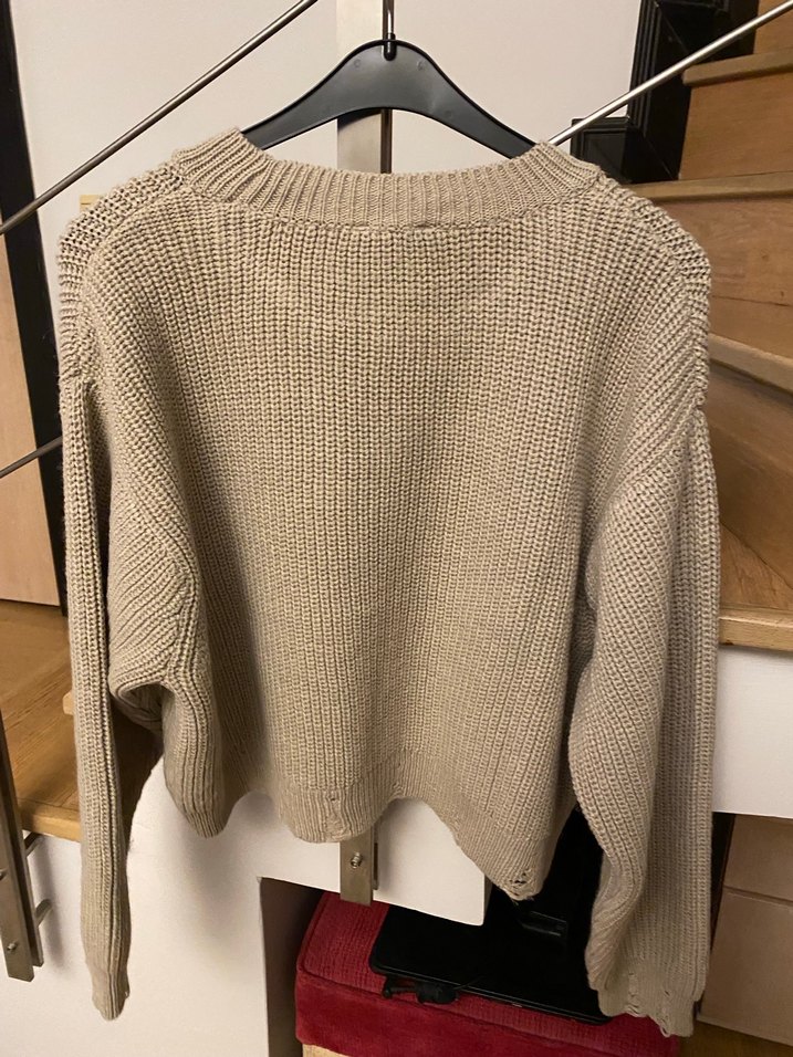 Massimo Dutti krop vizon Örgü Kadın Kazak - Görsel 2