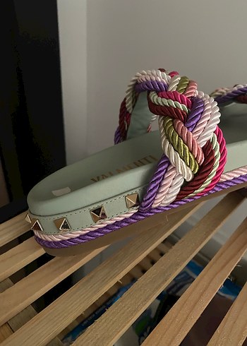 Valmenti Bohem Çok Renkli Örgü Kadın Sandalet - Görsel 3