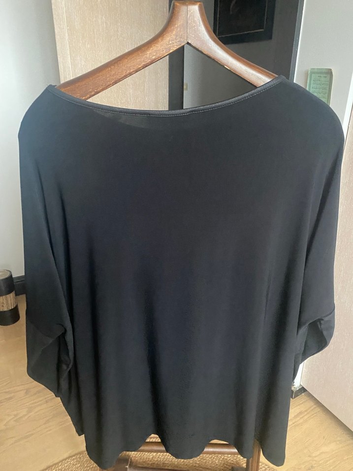 Polo Garage Siyah Salaş Kadın Bluz, Uzun Kollu, Midi Boy - Görsel 2