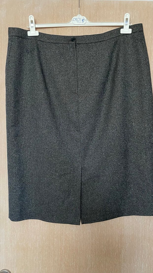 Faik Sönmez simli Gri Midi Kalem Etek - Görsel 2