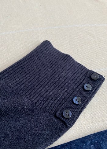 Marks Spencer v Yaka lacivert Kadın Midi Triko - Görsel 5