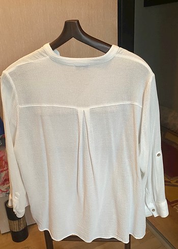 Faik Sönmez ekru Kadın Keten V Yaka Gömlek - Görsel 2