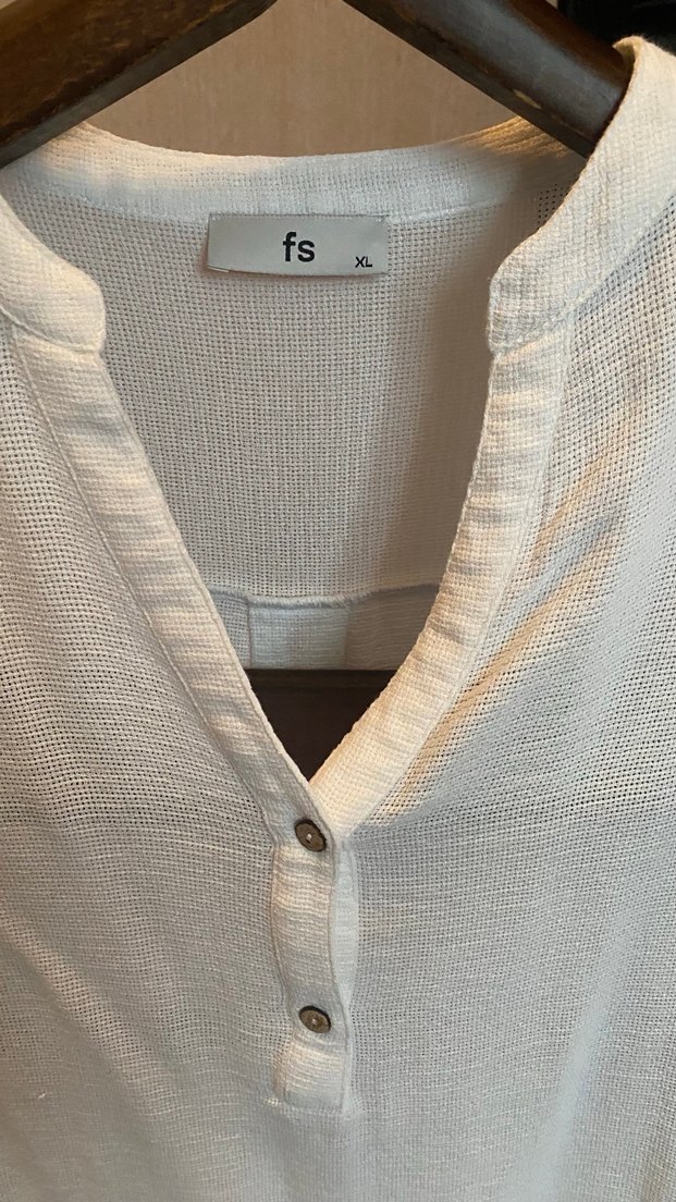 Faik Sönmez ekru Kadın Keten V Yaka Gömlek - Görsel 3