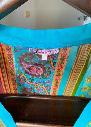 Bohem Çok Renkli V Yaka Salaş kruvaze pareo - Görsel 4