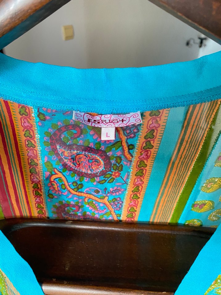 Bohem Çok Renkli V Yaka Salaş kruvaze pareo - Görsel 4