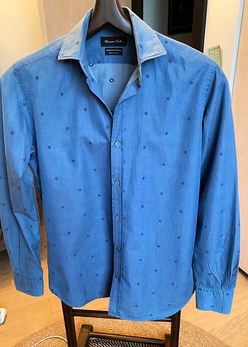 Massimo Dutti Mavi Noktali Klasik Gomlek