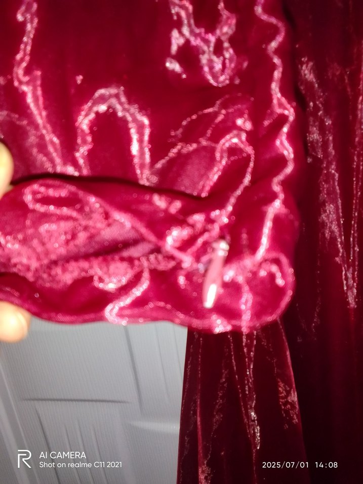 Bordo Uzun Kollu Yüksek Yakalı Kadın Elbise - Görsel 2