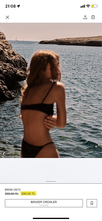 l Beden siyah Renk Zara bikini üstü