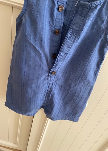6 Ay Beden mavi Renk Düğmeli Koyu Mavi Erkek Bebek Denim Tulum