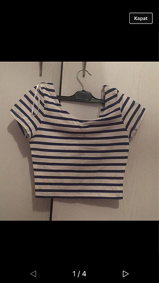 xs Beden çeşitli Renk Çizgili crop