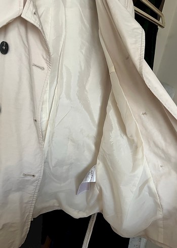 Bej Kadın Keten Düğmeli Trençkot - Görsel 2