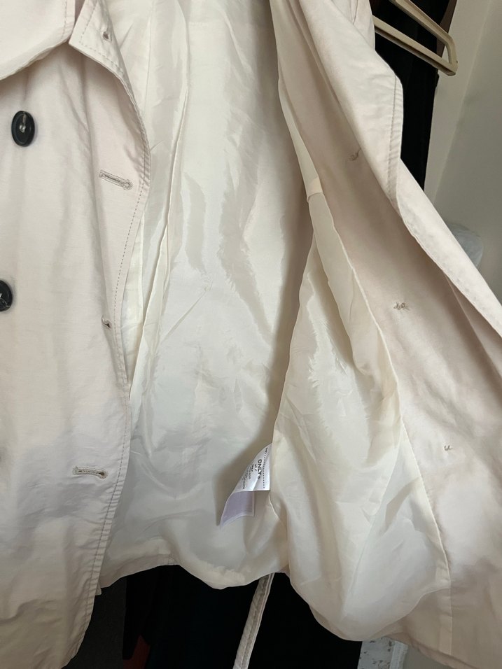 Bej Kadın Keten Düğmeli Trençkot - Görsel 2