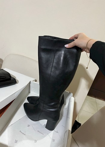 Deri Siyah çizme - Görsel 2