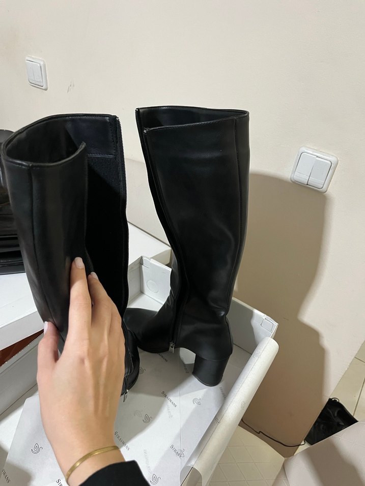 Deri Siyah çizme - Görsel 5