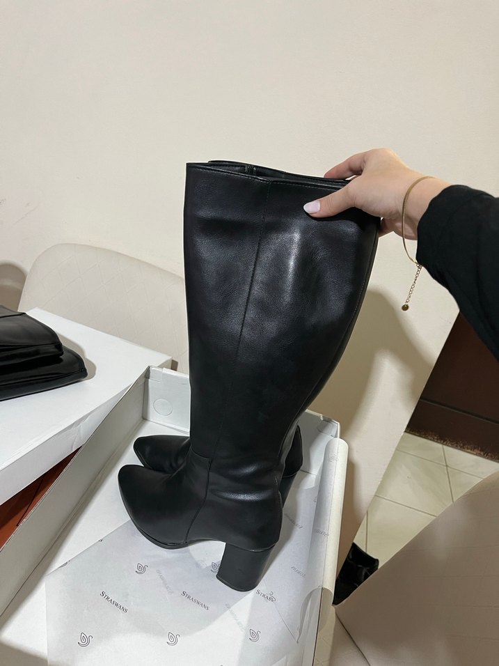 Deri Siyah çizme - Görsel 2