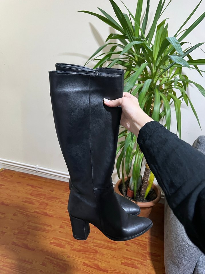 Deri Siyah çizme - Görsel 4