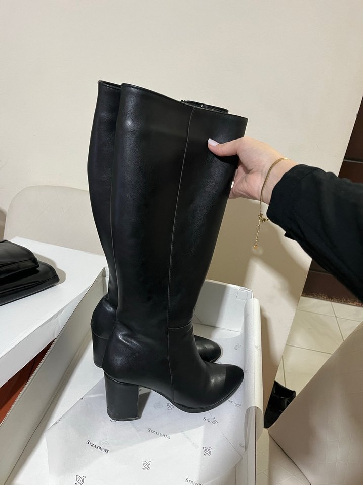 Deri Siyah çizme - Görsel 3