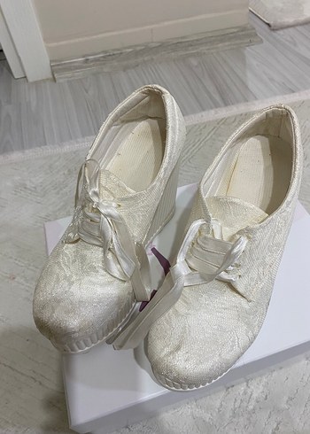 Kadın Beyaz düğün gelin Ayakkabısı - Görsel 4