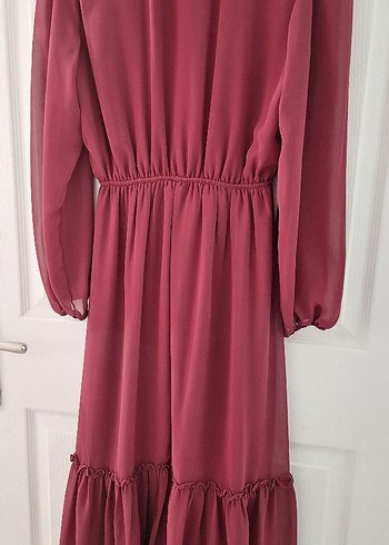 Bordo Uzun Kollu Salaş Kadın Elbise - Görsel 6