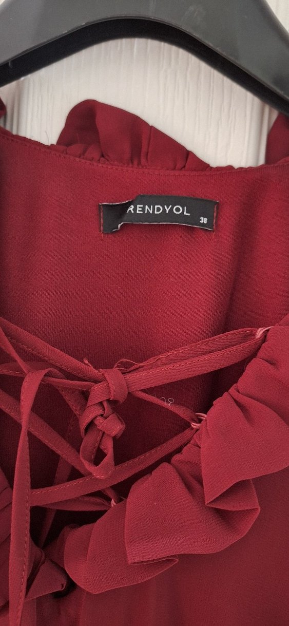 Bordo Uzun Kollu Salaş Kadın Elbise - Görsel 2