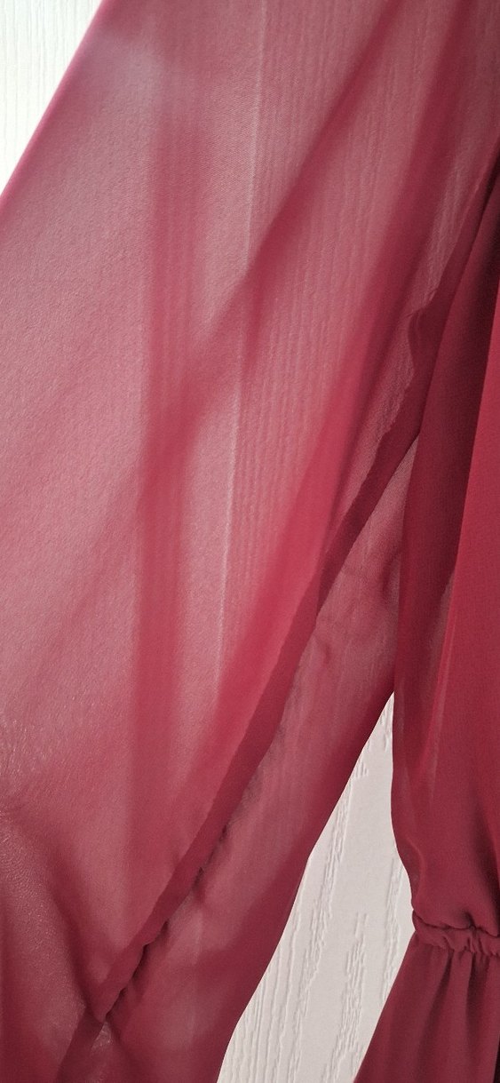 Bordo Uzun Kollu Salaş Kadın Elbise - Görsel 3