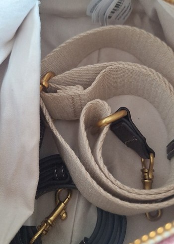 Bordo ve Gri Çizgili Fermuarlı Kadın Çantası - Görsel 7