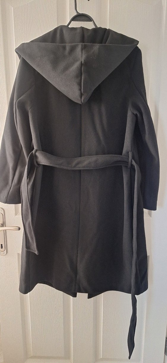 Siyah Çift Düğmeli Uzun Kaban - Görsel 2