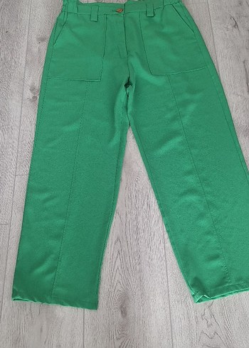 Yeşil Kadın Midi Kumaş Pantolon