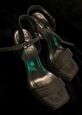 Parlak simli gümüş Platform Topuklu Kadın Ayakkabı - Görsel 2