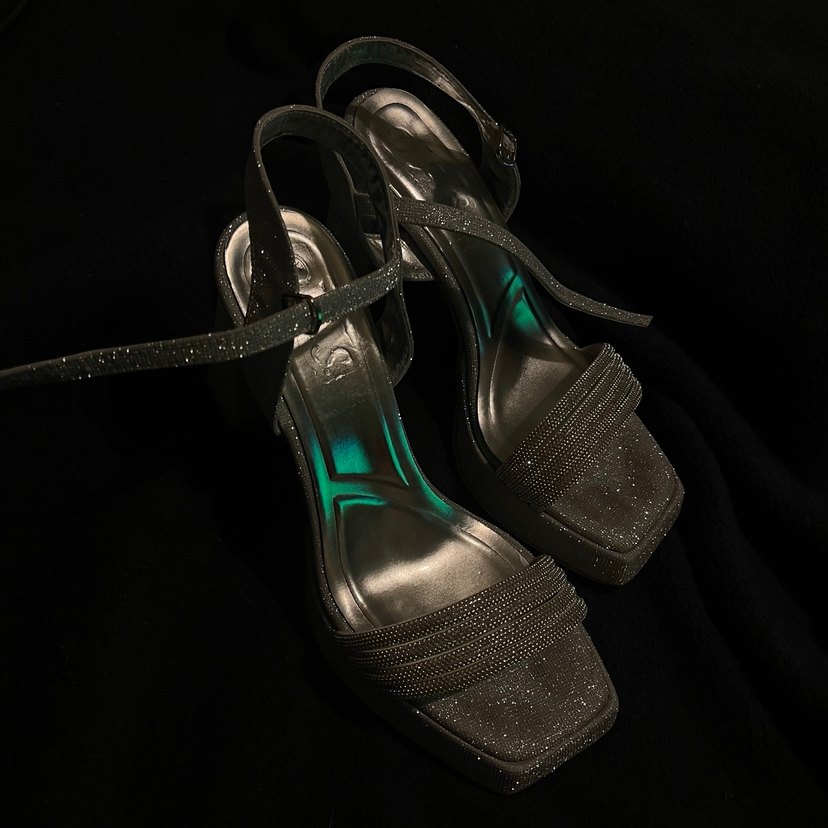 Parlak simli gümüş Platform Topuklu Kadın Ayakkabı - Görsel 2