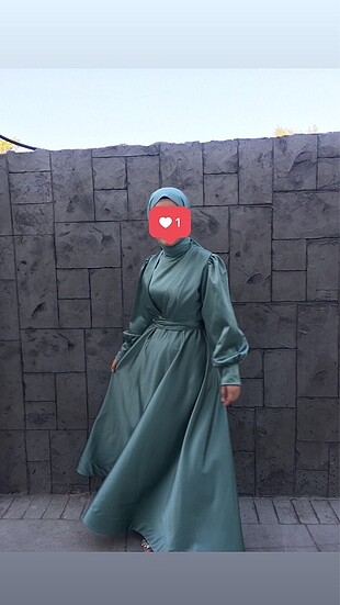 40 Beden yeşil uzun abiye elbise