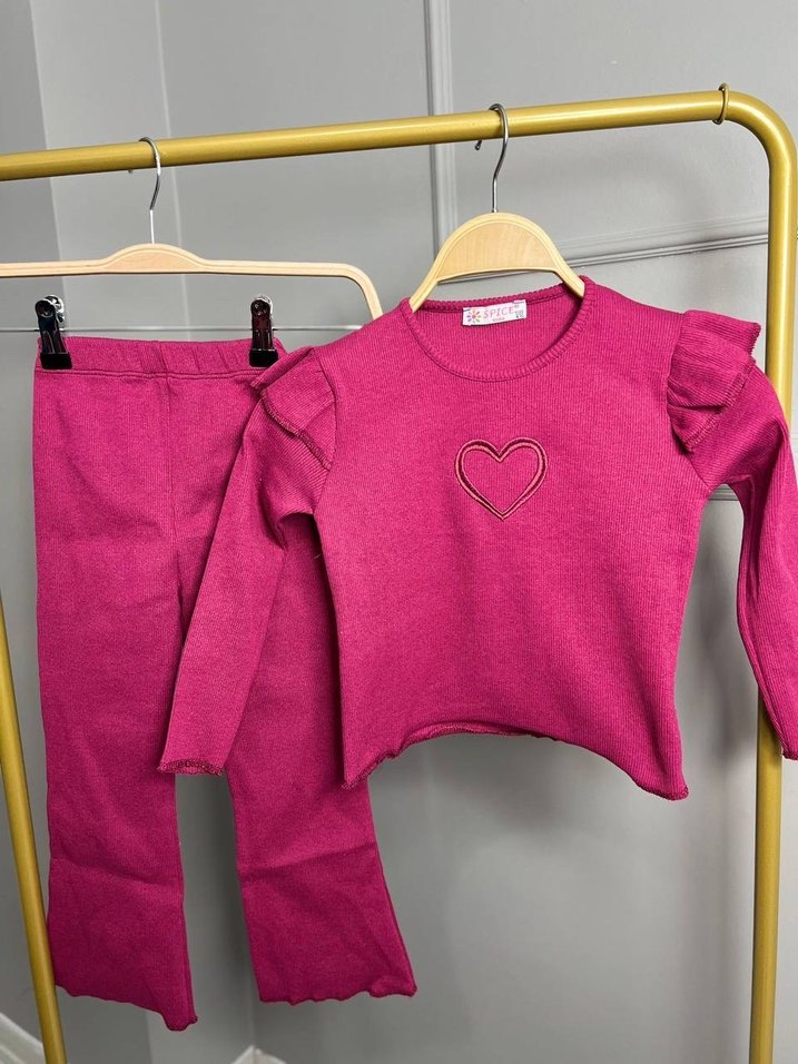 Kalpli fitilli Kız çocuk takım - Görsel 2