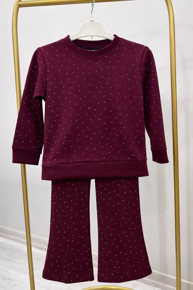 Kız çocuk mürdüm renk oysho takım - Görsel 2