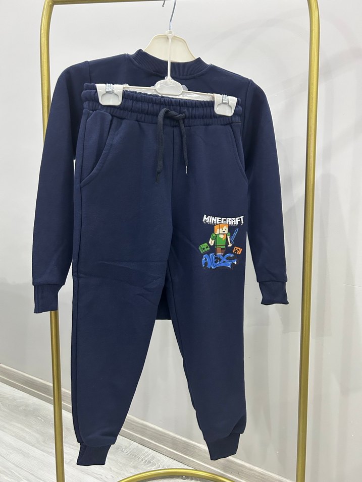 Mavi Minecraft Baskılı Erkek Çocuk Eşofman Takımı - Görsel 2