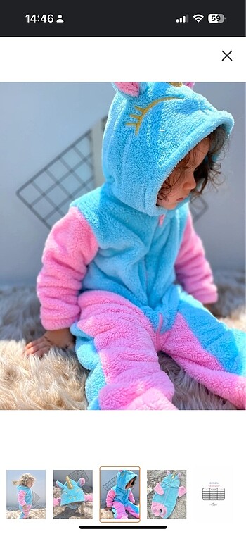 Bebek 1 yaş peluş kışlık tulum