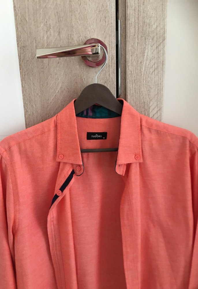 Düğmeli Uzun Kollu  tudors Erkek Gömlek - Görsel 2