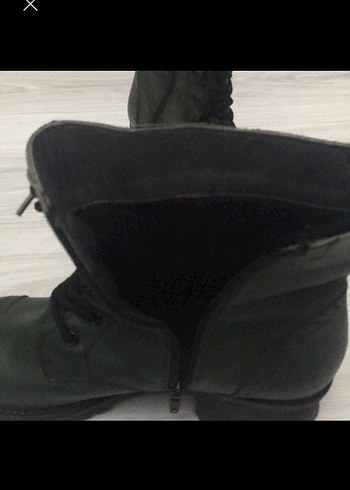 Kadın Yeşil Deri Bağcıklı Stiletto Bot - Görsel 6