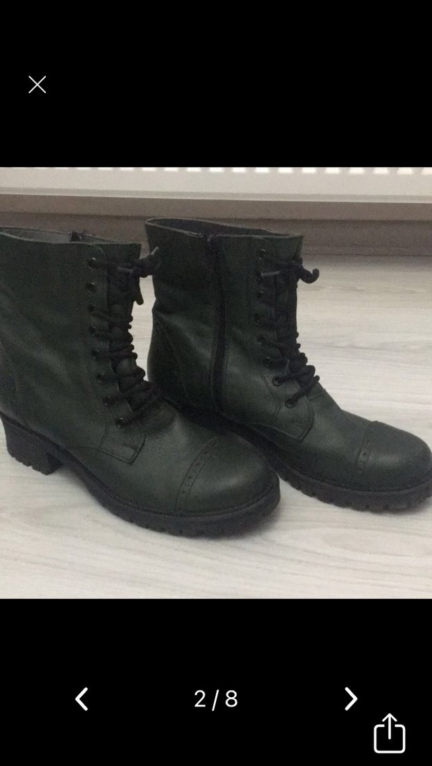 Kadın Yeşil Deri Bağcıklı Stiletto Bot - Görsel 2