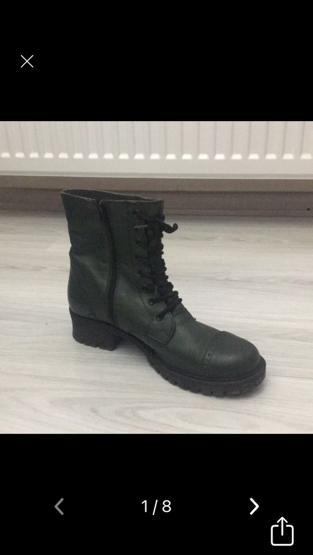 Kadın Yeşil Deri Bağcıklı Stiletto Bot - Görsel 5