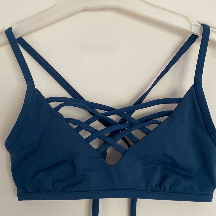 Lacivert İnce Askılı Mini Bikini Üstü - Görsel 2