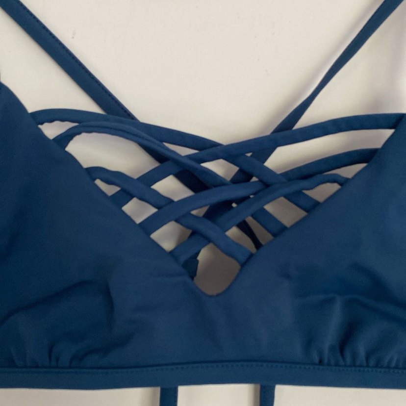 Lacivert İnce Askılı Mini Bikini Üstü - Görsel 3