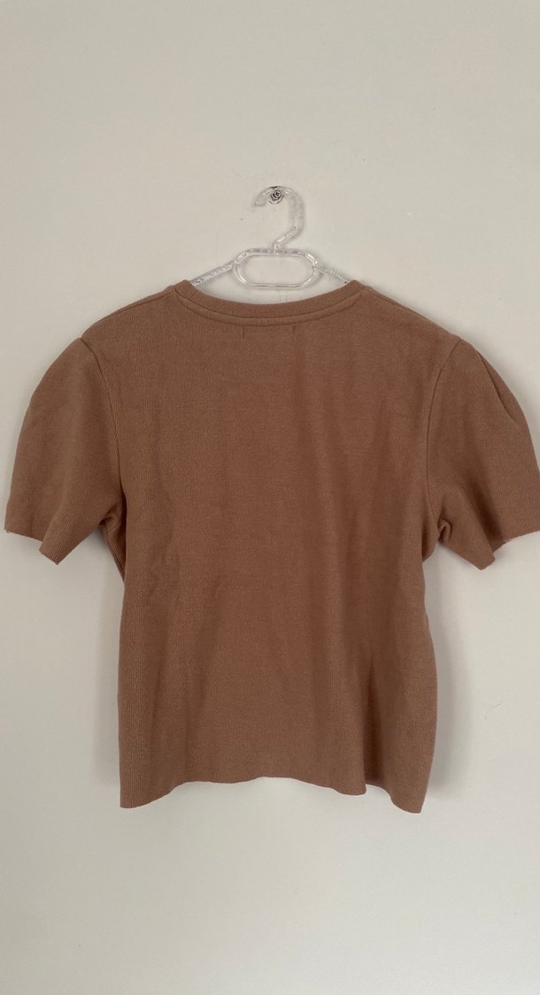 Bej Keten Kısa Kollu Salaş Tişört - Görsel 5