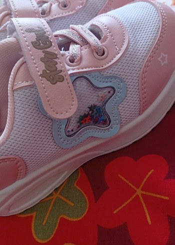 27 Beden pembe Renk Kız Çocuk Pembe Renkli Baskılı Spor Ayakkabı