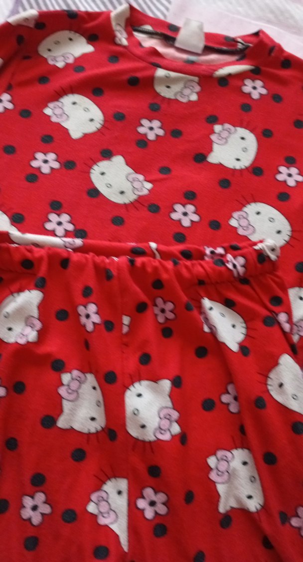 Kız Çocuk Kırmızı Desenli Uzun Kollu Pijama - Görsel 2